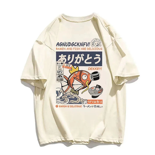 Japanese Fish Print Short Sleeve T-shirt