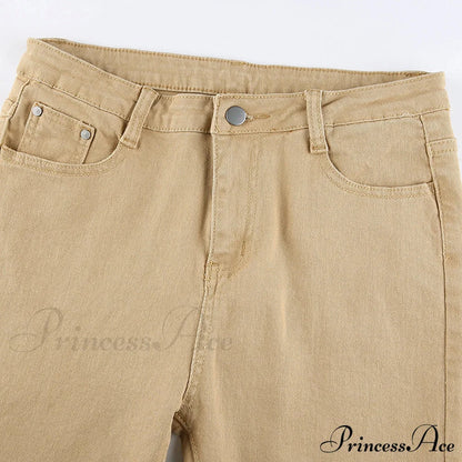 Flared High Black Jeans and in Waist Brown for Khaki Women