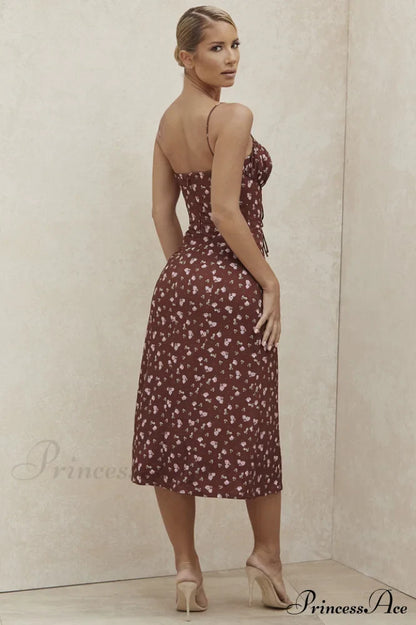 Floral Bustier Stylish Midi Dress