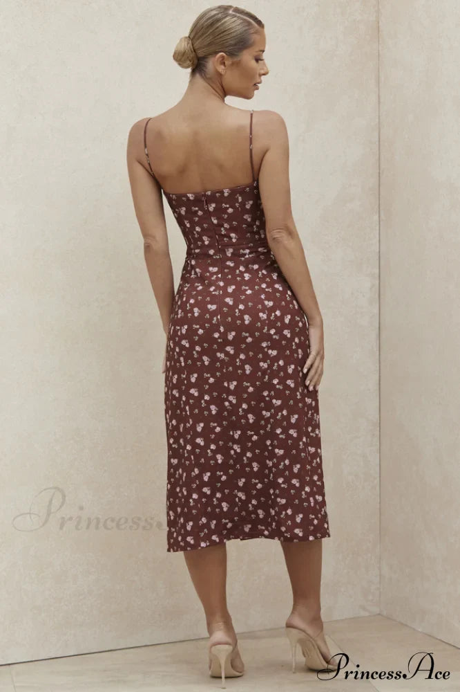 Floral Bustier Stylish Midi Dress