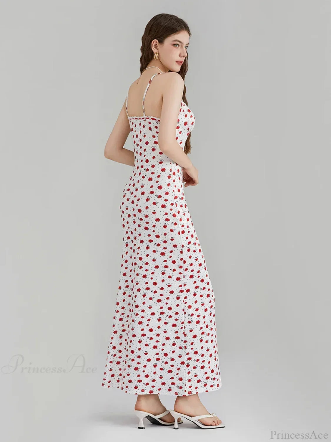 Floral Print Spaghetti Strap Ribbon Tie-Up Slip Vacation Floral Dress
