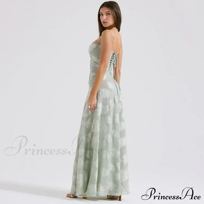 Floral Print Stylish Sheer Maxi Dress
