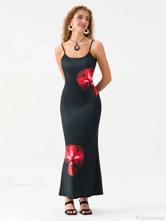 Floral Spaghetti Straps Sleeveless Slip Floral Dress