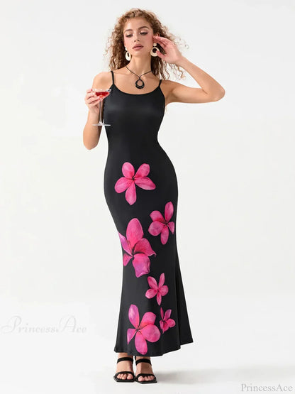 Floral Spaghetti Straps Sleeveless Slip Floral Dress
