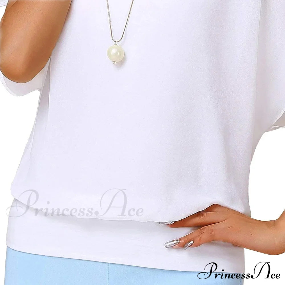 for Chiffon Blouse Casual T-Shirt Top Brief Arm Women