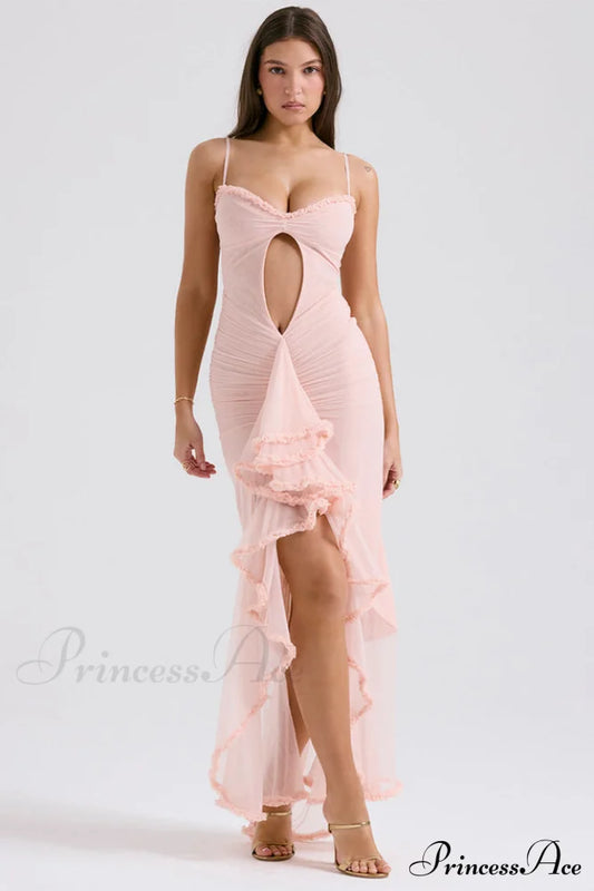 Gabriella Light Stylish Peach Ruffle Dress