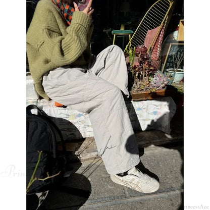 Gray Brushed Winter Korean Fashion Pants