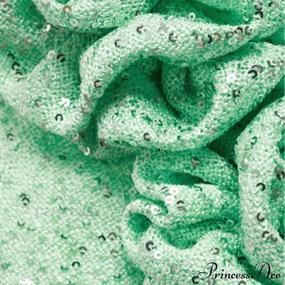 Green 3D Flower Charming Sequin Cami Maxi Dress