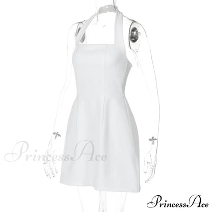 Halter Solid Stylish Mini Dress