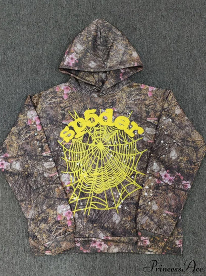 High Pile Fleece Foam Spider Print Hoodie