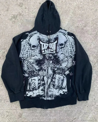 High-Quality Gothic Skull Print Hoodie