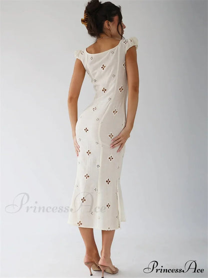 High Waist e Beachwear Bodycon Hollow Out Sundress