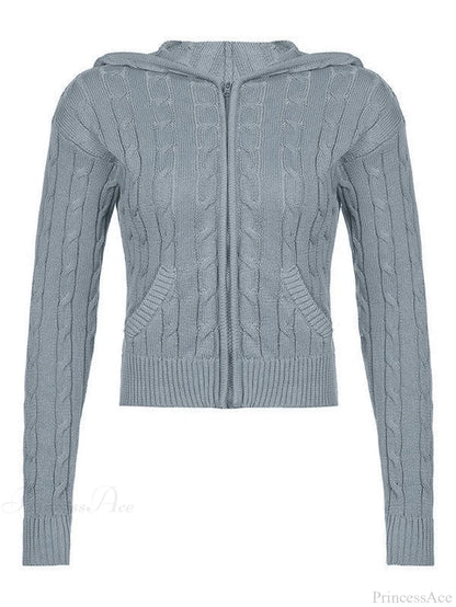 Hooded Button Graceful Front Knit Cardigan