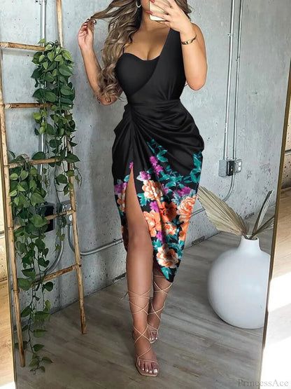 Irregular One-Shoulder Sequin Party Dress