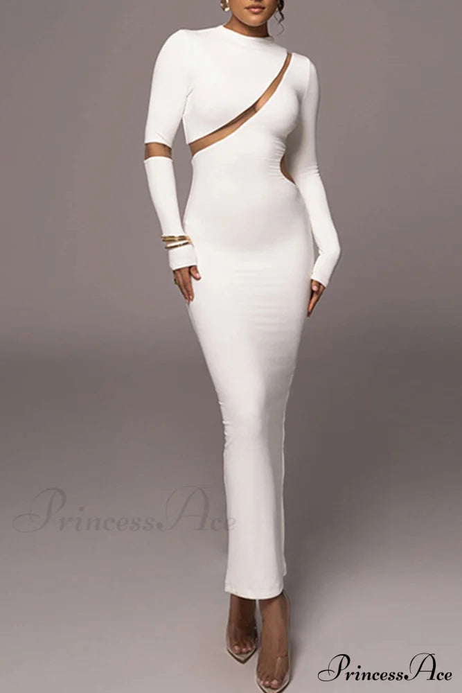 Irregular Slit Long Sleeve Dress