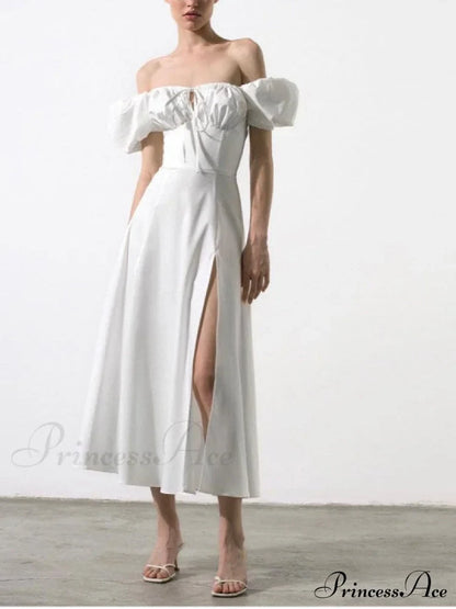 KATIE OFF Stylish SHOULDER MIDI DRESS