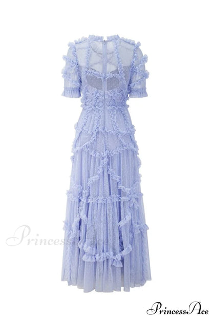Kinley Ruched Ruffle Charming Hem Maxi Dress