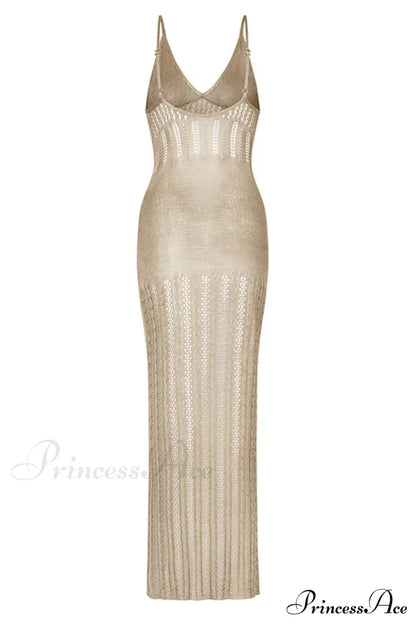 Knitted Cutout V Charming Neck Cover Up Dress