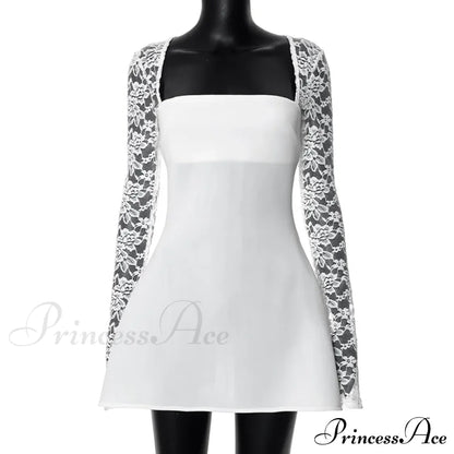 Lace Long Stylish Sleeve Mini Dress