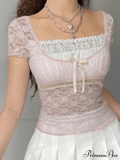 Lace Patchwork Graceful Butterfly Print Dress