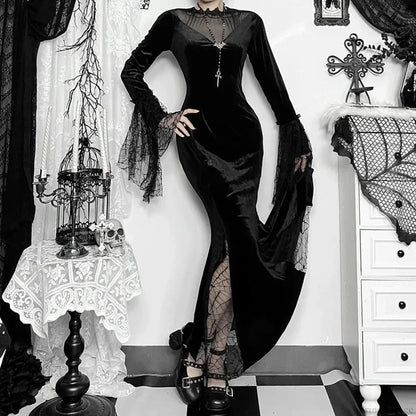 Lace Patchwork Transparent Maxi Dress