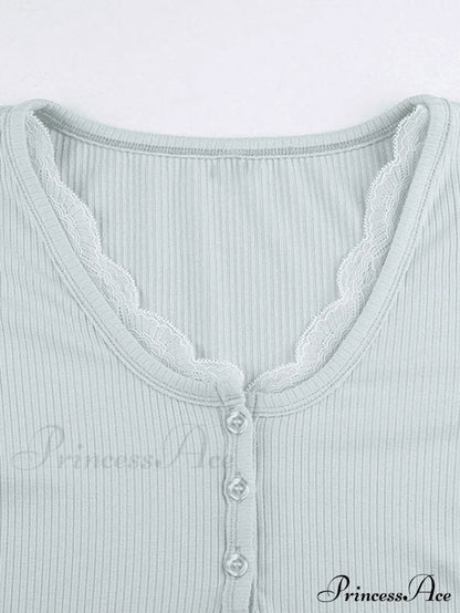 Lace Trim Graceful Knit Crop Top