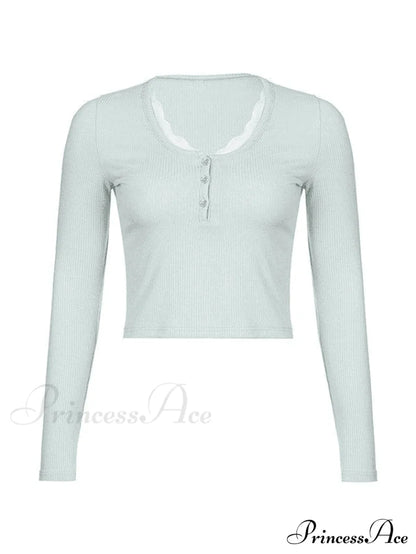 Lace Trim Graceful Knit Crop Top