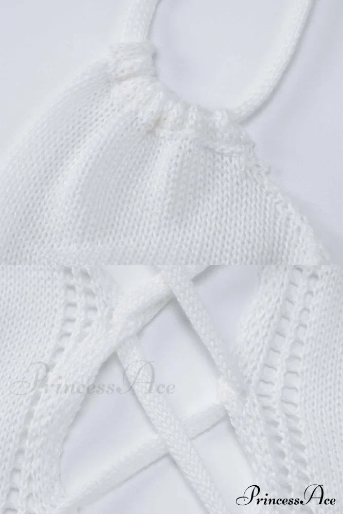 Lace Up Hollow Out Knitted Dress