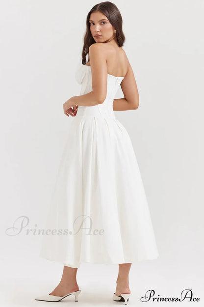 Lady Black Stylish Strapless Midi Dress