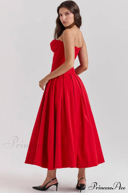 Lady Black Stylish Strapless Midi Dress