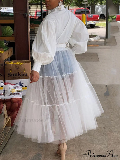 Lantern Sleeve Graceful Split Maxi Dress