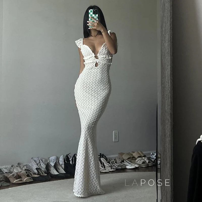 Abby Backless Lace-Up Maxi Dress