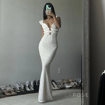 Abby Backless Lace-Up Maxi Dress