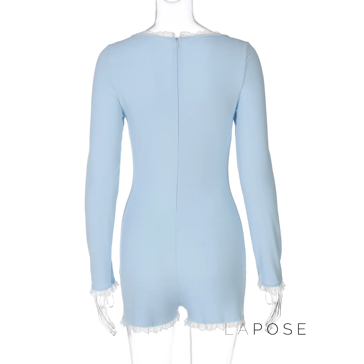 Adalida Sky Blue Lace Romper