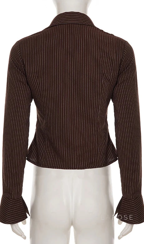 Ailen Striped V-Neck Shirt