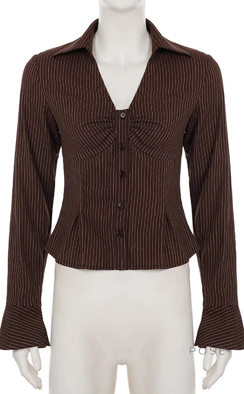 Ailen Striped V-Neck Shirt
