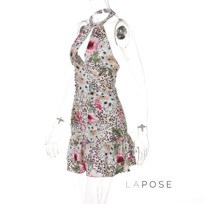 Aislyn Leopard Halter Mini Dress
