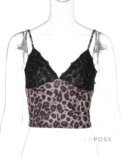 Alania Leopard Print V-Neck Crop Top