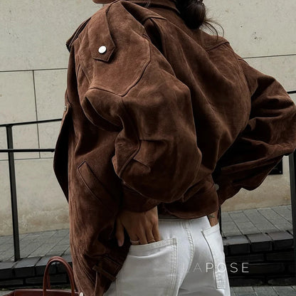 Alayiah Retro Faux Suede Jacket