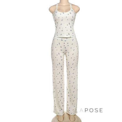 Aleah Ribbed Floral Pant Set