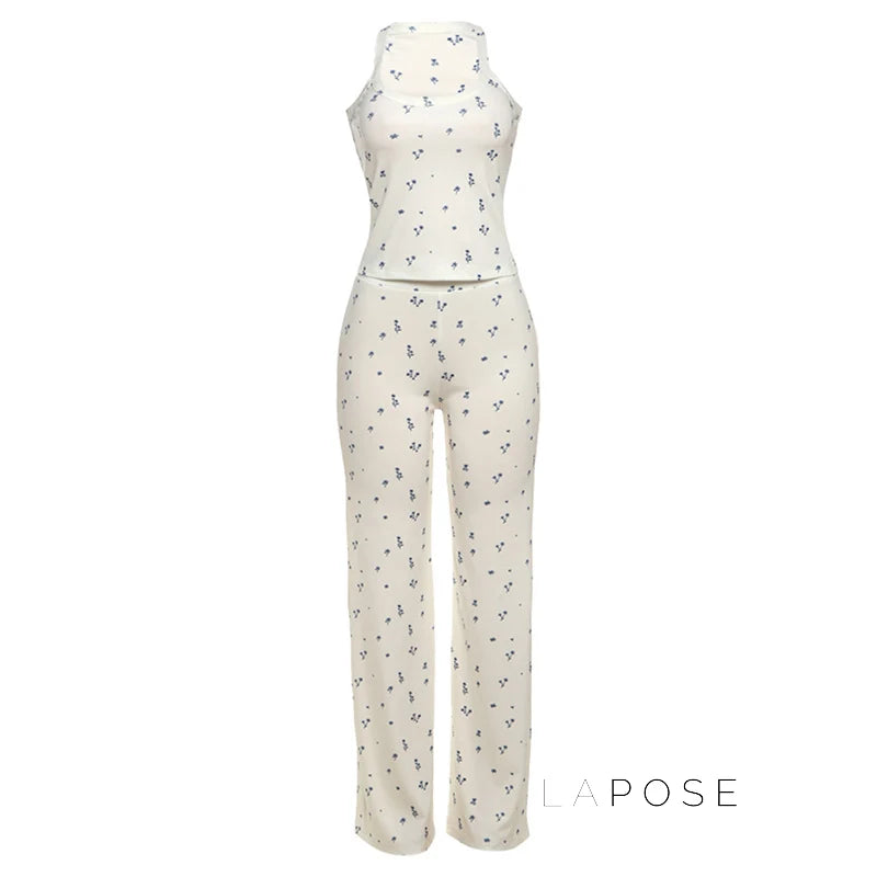Aleah Ribbed Floral Pant Set