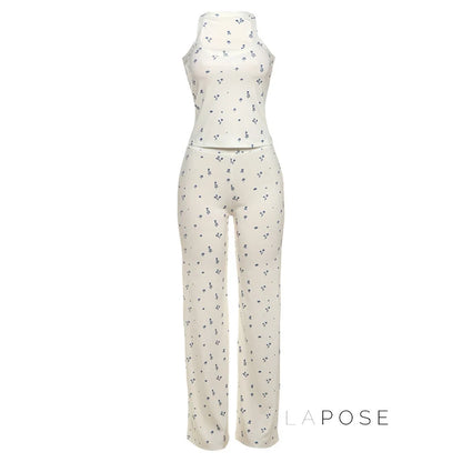 Aleah Ribbed Floral Pant Set