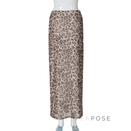 Alyssa Leopard Mesh Maxi Skirt