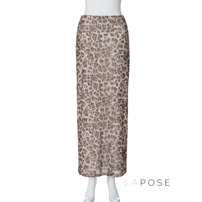 Alyssa Leopard Mesh Maxi Skirt