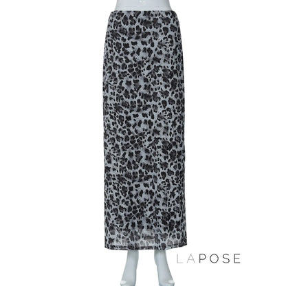 Alyssa Leopard Mesh Maxi Skirt