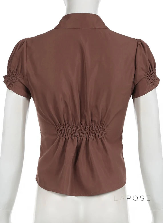 Amaria Brown Puff Sleeve Top