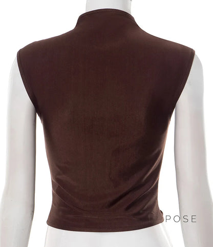 Amauri Pleated Mock Neck Vest