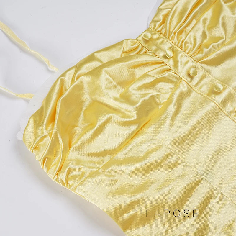 Ameena Pleated Satin Crop Top