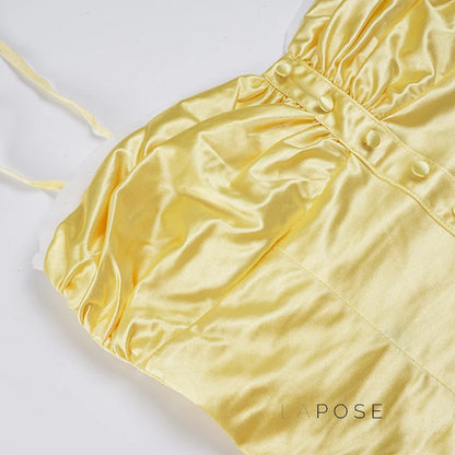 Ameena Pleated Satin Crop Top