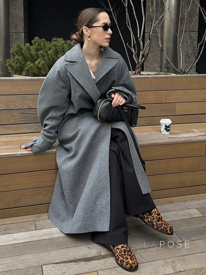 Amen Batwing Belted Wool Coat